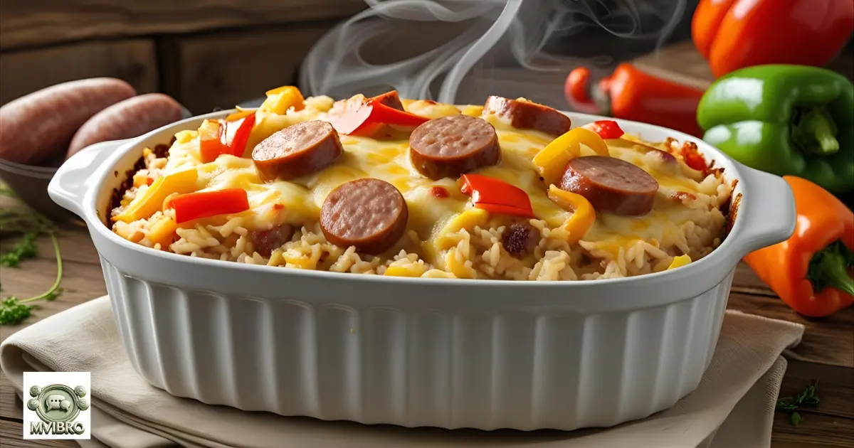Cheesy Sausage Rice Bake